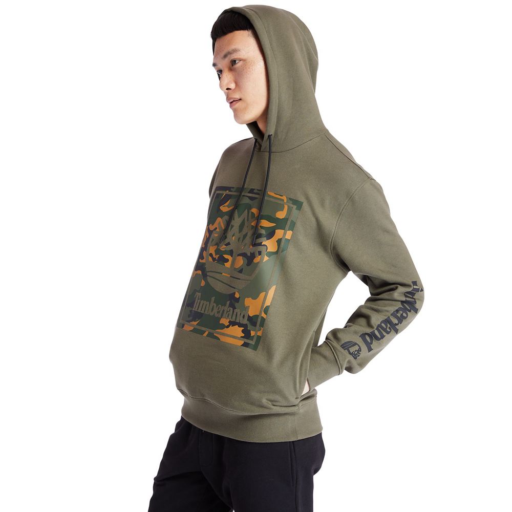 Sudadera Timberland Hombre Camo Tree-Logo Hoodie Verde Oliva - Chile NST-568243